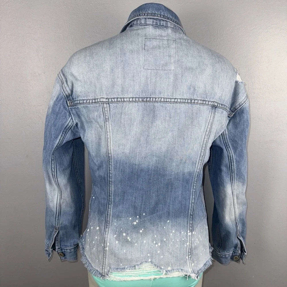Hollister Jacket Women's Medium Ripped Boyfriend Destroyed Oversized Denim *READ